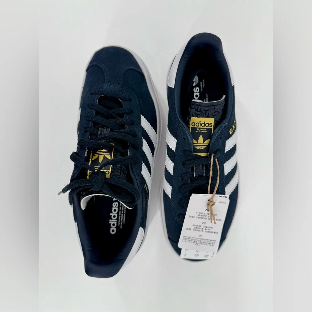 Adidas Gazelle Dark Blue and White Shoes - Picture 2 of 10